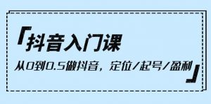(10076期)抖音入门课,从0到0.5做抖音,定位/起号/盈利(9节课)-淘金有道