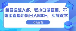 越普通越人多,教小白做直播,不露脸直播带货日入500+,实战教学-淘金有道