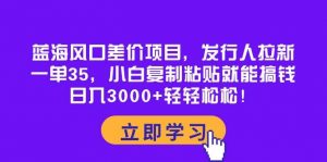 (10272期)蓝海风口差价项目,发行人拉新,一单35,小白复制粘贴就能搞钱!日入30…-淘金有道