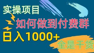（10303期）[实操项目]付费群赛道，日入1000+-淘金有道