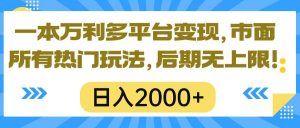 (10311期)一本万利多平台变现,市面所有热门玩法,日入2000+,后期无上限!-淘金有道