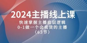 2024主播线上课，快速掌握主播底层逻辑，0-1做一个会卖货的主播（63节课）-淘金有道