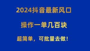 (10413期)2024抖音最新风口!操作一单几百块!超简单,可批量去做!!!-淘金有道