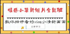 情感小清新短片全能班-教你拍好看的vlog小清新画面(30节课)-淘金有道