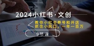 2024小红书文创:教你小红书养号和开店、抓住小风口 一年一百万 (9节课)-淘金有道