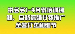 拼多多1-4月份培训课程,自然流强付费推广全套打法和细节-淘金有道