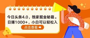 (10523期)今日头条4.0,掘金秘籍。日赚1000+,小白可以轻松入手-淘金有道