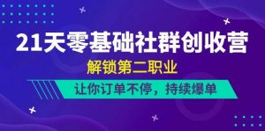 (10621期)21天-零基础社群 创收营,解锁第二职业,让你订单不停,持续爆单(22节)-淘金有道