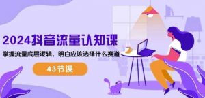 2024抖音流量认知课:掌握流量底层逻辑,明白应该选择什么赛道 (43节课)-淘金有道